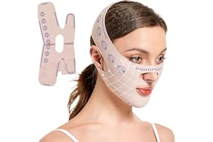 VURYAPI Double Menton Gaine Visage, Lifting Visage, Masque Double Menton, Masque en Forme de V, Bande de Levage, Sangle Visage pour Lifting Raffermissant