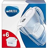 BRITA Marella Fridge water filter jug for reduction of chlorine, limescale and impuities, White, Includes 6 x MAXTRA+ filter 