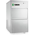 Klarstein ICE3-Powericer-XL Industrial Ice Machine - 145 W, 20 Kg/Day, 3,5 Kg Storage Compartment, Effective Cooling System, Tasteless Lining, Pumping System, Stainless Steel, Silver