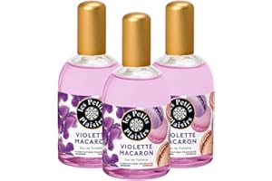 Les Petits Plaisirs - Lot de 3 - Eau de toilette Violette Macaron, Eau de toilette femme, Délicate, fleurie et sucrée, Made in France, flacon 110ml