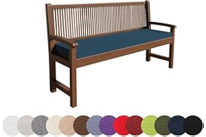 chilly pilley Cojín De Banco Hidrófugo Cojín De Banco Cremallera con Trabillas Cojín De Banco Cojín para Banco De Jardín (120x40x5, Azul Oscuro)