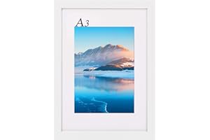 DTXDTECH Cadre photo A3 en bois 29,7 x 42 cm, cadre blanc A3 pour impression A3, cadre photo A3 pour impressions A4 avec passe-partout, cadre mural pour décorer des pièces, préserver vos souvenirs
