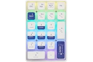 EPOMAKER x LEOBOG K21 21-keys Wireless Numeric Keypad, 3 Modes(Bluetooth5.0/2.4Ghz/Type-C Wired) PC Transparent Numpad with Pudding Keycaps, Hot Swappable, RGB (Moss, Ice Crystal Switch)