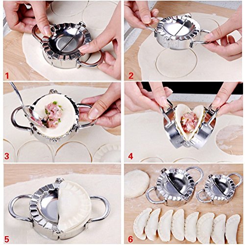 i-auto Zeit Dumpling Maker, Edelstahl Dumpling Maker und Teig Drücken für Home Küche, Dumpling Pie Ravioli Form Mould Maker Gebäck Tool für Kochen Large Size - 5