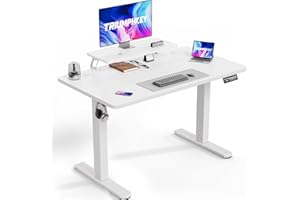 ‎TRIUMPHKEY TRIUMPHKEY 120 x 60cm Höhenverstellbarer Schreibtisch mit Monitorständer, Schreibtisch Höhenverstellbar Elektrisch Ergonomischer Steh-Sitz Tisch, Standing Desk,Weiß