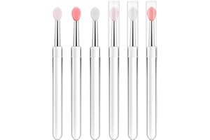 TUCNOEU 6pcs Silicone Lip Brush Silicone Lip Applicator with Cover Reusable lipstick Brush,Nail Art Applicator Tools, Lip Eyeshadow Makeup Stick