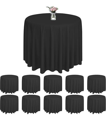 Lot De 10 Nappes Rondes Blanches DASIAUTOEM - Diamètre 213 Cm, PEVA Lavable, Pour Mariage, Fête, Restaurant