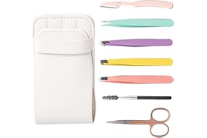 INBOLM Eyebrow Tweezers for Facial Hair Women,Professional 7Pcs Eyebrow Tweezer Set Precision Tweezers Set for Eyebrow Ingrown Hairs Splinter Facial Hair Removal, Stainless Steel Women Twizzer
