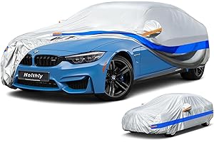 Holthly Autoabdeckung Wasserdicht Atmungsaktiv,Auto-Abdeckplane für Vollgarage,Regen,Sonne,Staub und UV-Schutz.Autoplane passend für Audi A4/A5,BMW 3er,VW Passat,usw.3XL.