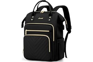 LOVEVOOK Laptop Backpack Womens, 17 inch Laptop Rucksack Bag for Women, Large Ladies Backpacks Waterproof School Bags with USB Port, Fashion Daypacks for Uni College Work Travel, Black