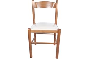 SEDAM SRL Sedia Pisa, In Legno Massello, Seduta in Paglia, Varie Colorazioni Disponibili (Miele, Imbottita Beige)