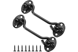 Litensh 2 chiusure a gancio per porta da fienile, gancio e chiusura a occhiello, ganci per cabina e serratura a occhiello, gancio girevole per finestra per porta scorrevole, camera da letto, bagno