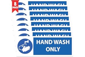 RDLCAR Hand Wash Only Signs, Safety Warning Signage, High-Tack Self Adhesive Vinyl, Waterproof Sticker Stickers, 150mmx50mm, 5mm PVC Material, 8-Pack