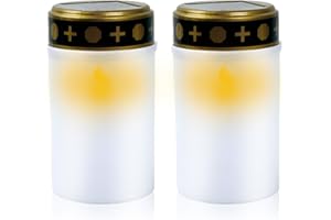 Litinliv 2 Pièces Éclairage LED Lampe de Cimetière, Bougie Funéraire à LED, Lumière Solaire pour Cimetière