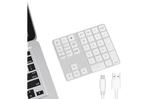 Cateck Bluetooth Numeric Keypad 34 Keys NumPad Wireless Number Keyboard Rechargeable Numeric Keyboard for Computer Laptop Tablet iPad Compatible with MacBook Windows Surface Pro