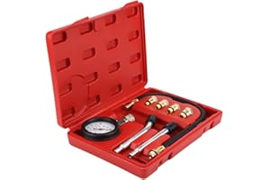 EJOYOUS 8Pcs Compresión de Cilindro Motor Kit, Medidor de Compresión Herramienta de diagnóstico con Caja de Plástico, Manómetro Para Bomba de Combustible diésel, para Camión Coche Motocicleta