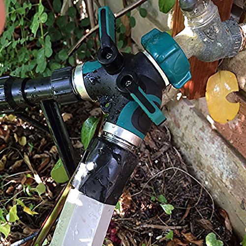 BALFER Doppel-Auslaufhahn Kugelauslaufventil 2-Wege Verteiler Garten Schlauch Wasserhahn Adapter Set mit 4 Gummi-Unterlegscheiben & 2 Weiblicher Wasserhahnverbinder - 6