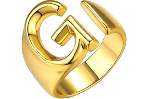 GOLDCHIC JEWELRY Anello Oro con Iniziale per Donna, Anello Statement delle Donne | 18k Oro Placcato Anelli Alfabeto Aperto | Lettera a alla z