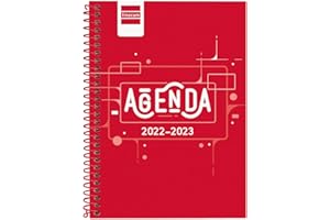 Finocam, Agenda 2022 2023 Cool Semana Vista Horizontal Septiembre 2022, Junio 2023 (curso lectivo), Julio y Agosto resumidos, Rojo Español, PEQUEÑO, 8, 120x162 mm
