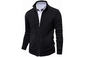 aoli ray Cardigan Homme Automne Hiver Gilet Zippé Slim Fit Casual Veste en Maille Col Droit Manche Longue avec 2 Poches