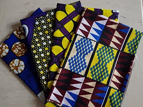 4 Fat Quarter Bundle African fabric Wax print Ankara ideal for quilting - craft supplies