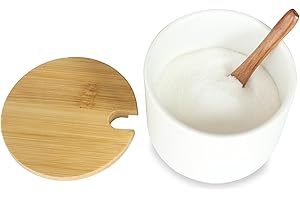 Bealuffe Contenitore per Sale In Ceramica con Coperchio a Cucchiaio, Barattolo per Spezie di Sale Grosso e Fino, Porta Sale Zuccheriera per Cucina, Barattolo per Sale Spezie o Zucchero