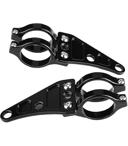 2 Stuks Verstelbare Koplampmontagebeugels Voor Motor – Universele Vorkklemmen 35-41mm, Zwart Aluminium, Voor Café Racer En Chopper