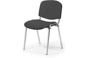 Topsit Chaise Visiteur ISO en métal chromé, Chaise de conférence, Confortable, empilable, avec Assise et Dossier rembourrés
