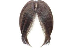 NOPEILVI Real topper côté moyen des cheveux humains, réelles sans frange, couronne de topper pour femmes avec des cheveux éclaircissants