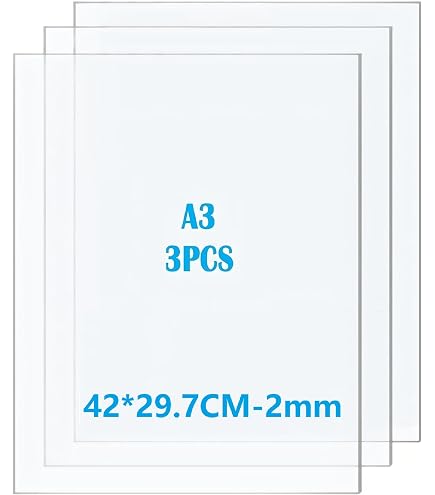 Plaques Acrylique Transparent A3 - Lot De 2 - 42x29 Cm - Épaisseur 3 Mm - Pour Bricolage, Encadrement