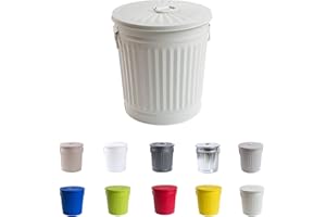 Jinfa Mülleimer mit Deckel 62L Ascheeimer mit Deckel feuerfest Blecheimer Futtertonne Pferd Metalleimer mit deckel Mülltonne Mülleimer groß Komposter Garten Universaltonne - Cremeweiß 62 Liter