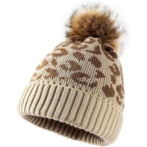 Oliver Bonas Leopard Print Knitted Beanie Hat In Brown | UK