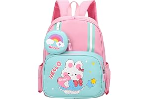 Toddler Backpack Kids Cute Cartoon Schoolbag Lightweight Bookbags Daypack School Backpack with Adujustable Strap Small Preschool Daycare Bag with Coin Pocket for Girls Boys