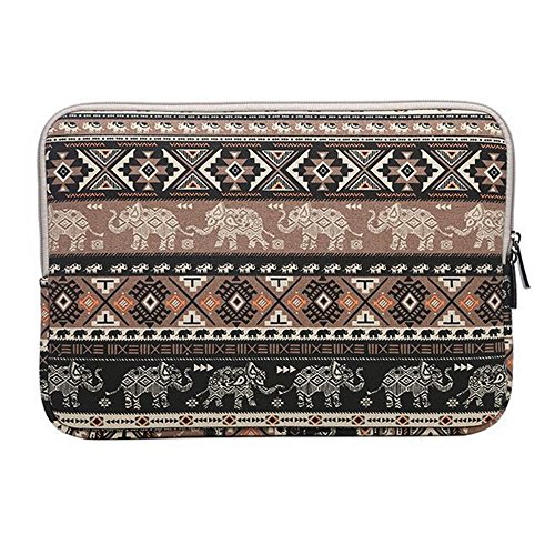Ac.yc 13 Zoll Elephant Pattern Leinwandgewebe Laptop Hülle Tasche Cover für Laptop / Notebook / Macbook / Ultrabook / Chromebook (Dell / HP / Lenovo / Sony / Toshiba / Ausa / Acer / Samsung) (13,3 Zoll) (Brown) - 4