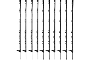 COSDACE 10Pcs Electric Fence Posts, 4FT/122CM Portable Garden Fence Post Temporary Electric Fences Plastic Fence Posts Ideal for Paddock Fencing Grazing Livestock Control Horse Cattle Sheep (Black)