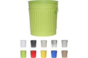 Jinfa Bidone in metallo pattumiera secchio spazzatura contenitore cibo animali | SOLO secchio senza coperchio | Verde | Misura: M Ø 29 cm | Vol. 18 litri