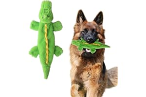 CUHZA Jouets Sonores en Peluche, Jouets à Couinement pour Chiens, Jouets plissés à mâcher durables, Jouets à Mâcher Sécuritaires, pour Chats, Chiens et Chiots, modèle Crocodile