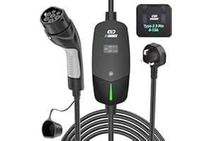 EVDANCE EV Charger Type 2 UK 3 Pin 20ft/6.1m [6/8/10/13A] Portable Electric Car Charger, Adjustable Current EV Charger with IP66, Type 2 Charging Cable for EV & PHEV, Black