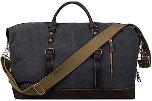 S-ZONE De Cuero para Hombre de la Lona Bolso de Viaje Travel Duffle Noche Fin de Semana Satchel Totes Bolsa Bolsos