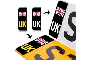 GLOBAL BIGO UK Car Number Plate Gel Stickers, UK Registration Plate Black Domed Gel Sticker for Europe, Replace GB Stickers for Car Brexit GB, Legal Licence Plate for European Roads