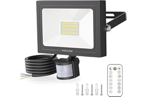 MEIKEE Security Lights with Motion Sensor 25W PIR Light 2000 Lumen Super Bright Dimmable LED Sensor Flood Lights Outdoor 6500K Daylight White IP66 Waterproof for Garage Garden Forecourt with Remote