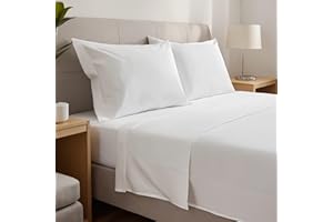 gobedreams Juego de Sábanas 4 Piezas 150x190/200. Sábanas de Cama de Poliéster Microfibra cepillada. Sábana Plana, Sabana Bajera Ajustable y 2 Fundas de Almohada. Color Blanco