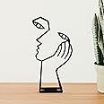 KOLYMAX Creative Abstract Decor The Thinker Statue Face & Hand Statues and Sculptures，Metal Hand Crafted Meditation Abstract Modern Sculptures Office Desk Decor Keep Silence Figurine(man)