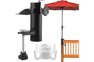 ELNLE Uchwyt na parasol przeciwsłoneczny, prostokątny, uchwyt na parasol, oszczędność miejsca, regulowany uchwyt balkonowy – do prostokątnych balustrad, maksymalna szerokość 6 cm