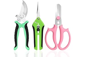 3 Szt. Zestaw Nożyczek Ogrodowych, Beautyshow Nożyce do Przycinania Sekatory Profesjonalne Sekatory Ręczne Nożyczki do Kwiatów, Ostre Nożyce Ogrodowe do żywopłotu, Gałęzi, Kwiatów, Owoców