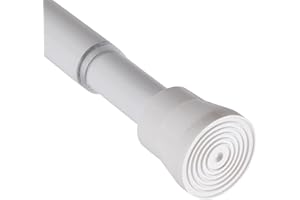 Verstellbare Vorhangstange 120 bis 210 cm (Weiß) Duschvorhangstange Ø16/19 mm ohne Bohren, schrauben oder kleben - Spannstange zum klemmen