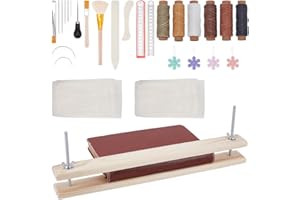 UNICRAFTALE Presse À Livres Kit De Reliure Outil Portable En Bois Avec Matériaux De Reliure Plioir Aiguilles À Gros Chas Alène Pinceau Fil Ciré Règle Pour Relier Et Réparer