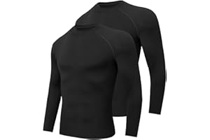 Djtnzdm T Shirt Polaire Thermique Homme Hiver Hauts Thermiques Chaude Sport Compression T-Shirts Thermolactyl à Manches Longues Lot de 2