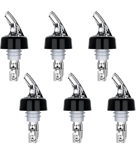 Pluvyze Lot 7 Bouchons Doseurs Alcool 1.5cl à 6cl – Bec Verseur Précis Avec Bille Inox, Idéal Cocktails & Bar à Domicile