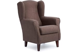 GASTEN A GUSTO SILLONEA - Sillón Orejero pequeño, con Tela Antimanchas, de reducido tamaño para salón o dormitorio (Tamaño:100*74*77cm) Tapizado en MARRÓN. Butaca ideal para ver la tv, leer o lactancia.